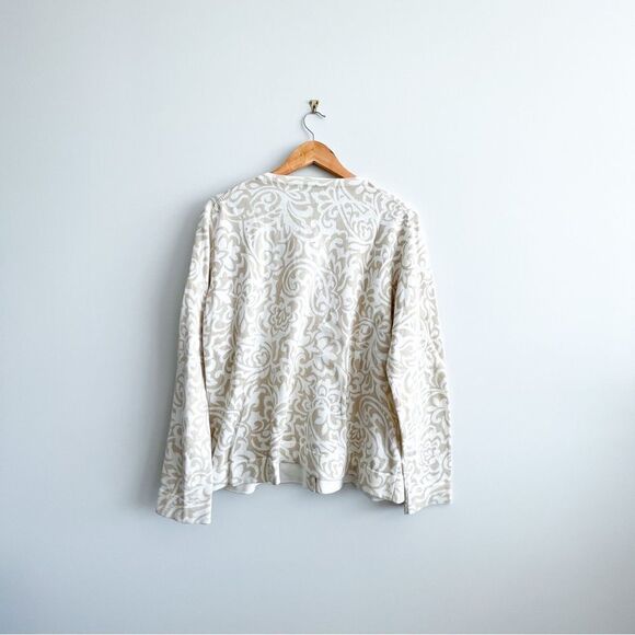 Tommy Hilfiger Beige Floral Print Button Up Cardigan Sweater Women’s XXL Cotton - Picture 2 of 9